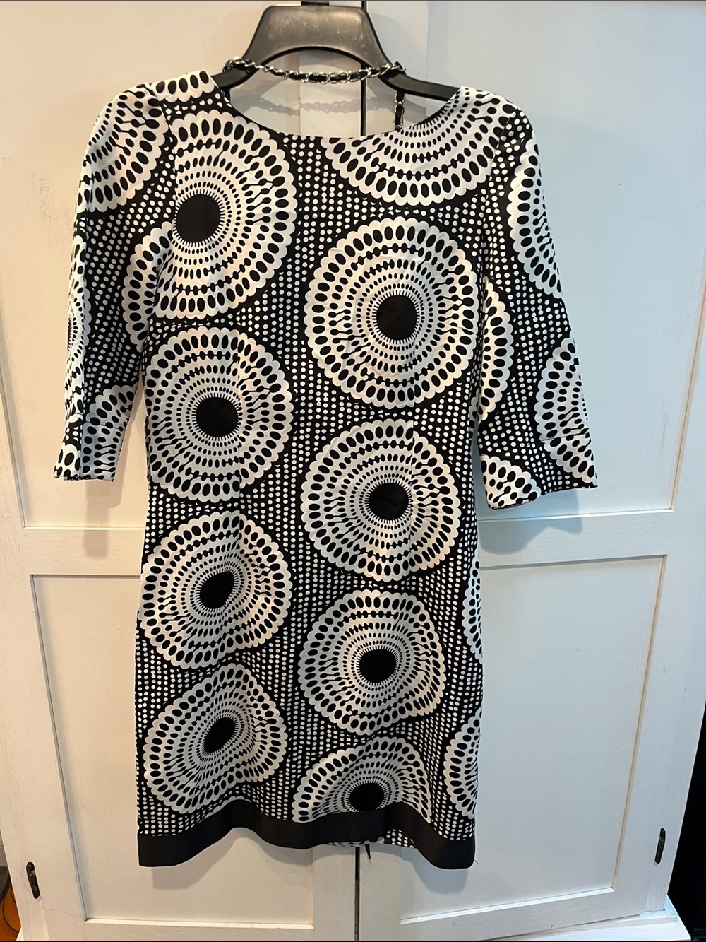 Zara Black and White Graphic Circle Midi Dress
